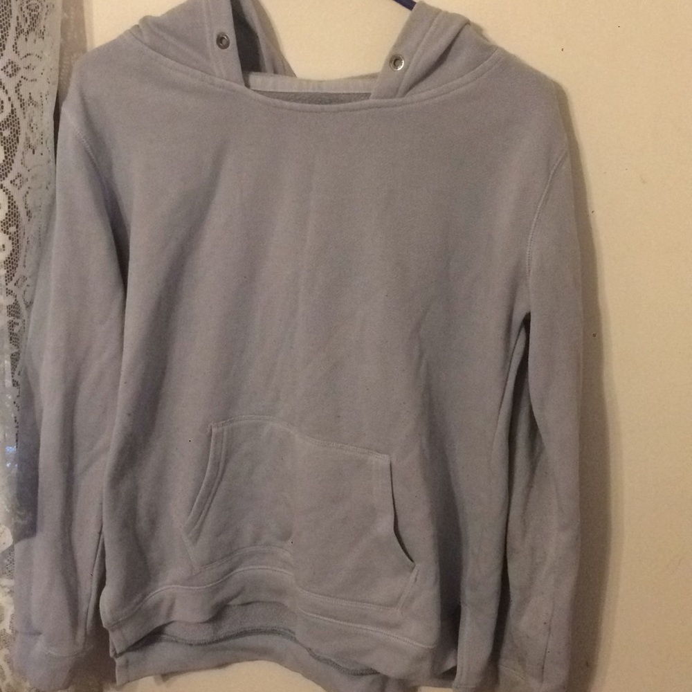 blue hooded pullover